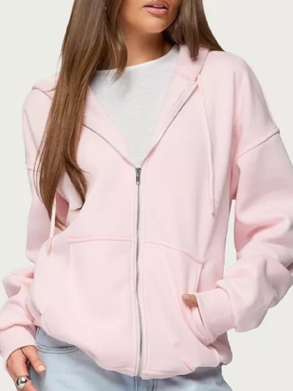 NWT HIPPIE ROSE Full Zip Soft Hoodie w/Pockets - Ballet Slipper Pink 1X